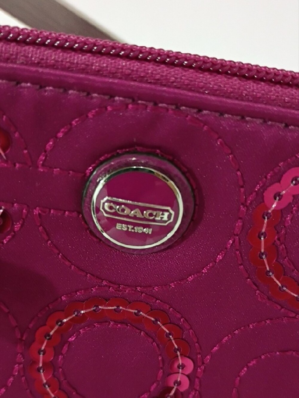 Coach Pink Sequin Circle Wristlet - Picture 4 of 7